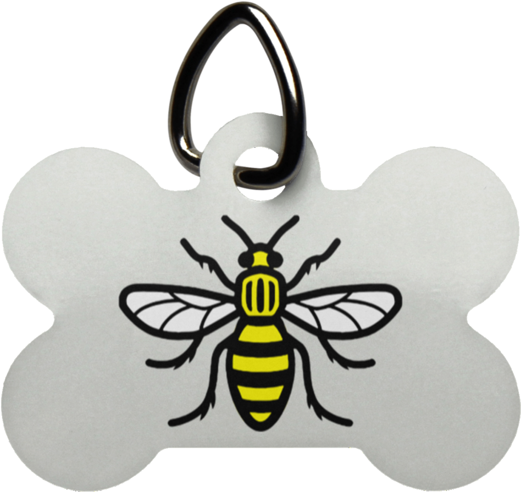 Manchester Bee Dog Bone Pet Tag - Manchester Bee Png Clipart (1016x959), Png Download