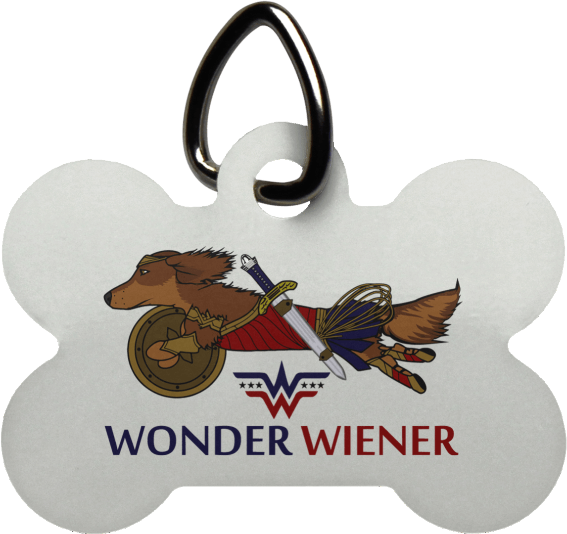 Wonder Wiener Dog Bone Pet Tag - Salchichas En Tatuajes Clipart (1155x1155), Png Download