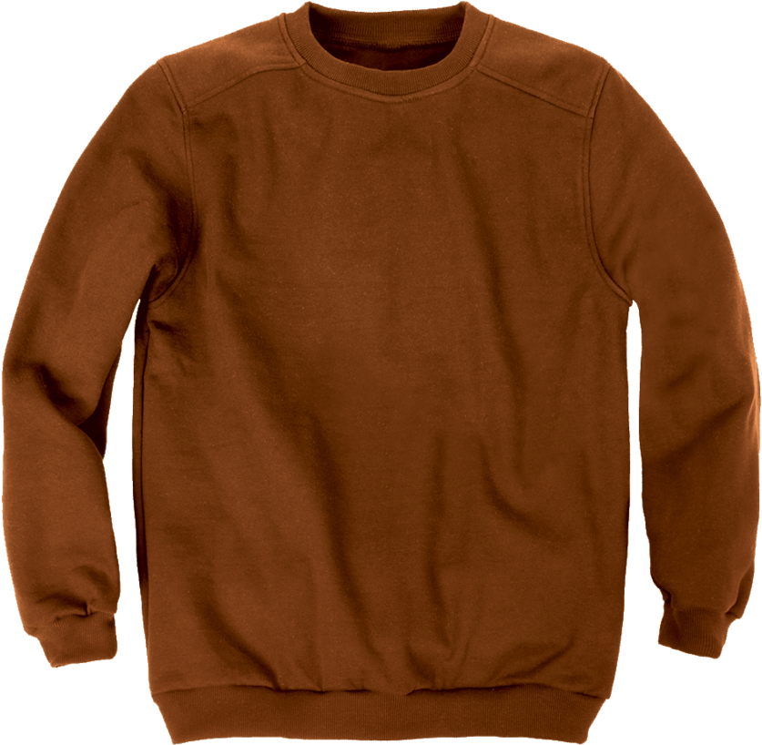 1016 Fleece Crew Neck Pullover Sweatshirt Rust - Long-sleeved T-shirt Clipart (1000x889), Png Download