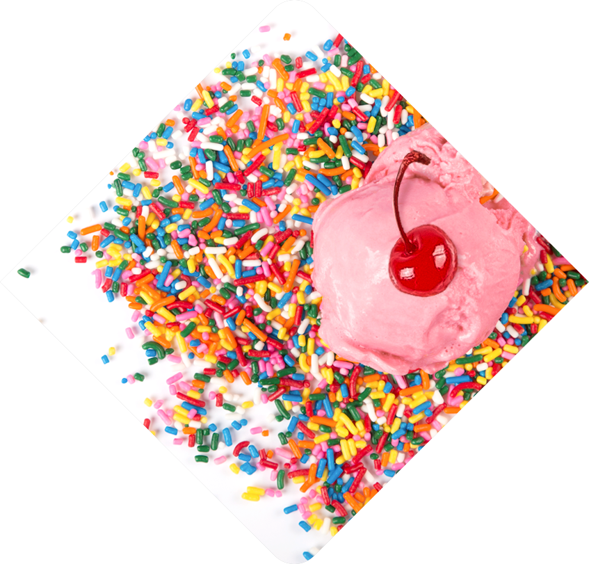 A Scoop Of Bright Pink Ice Cream Melts Into Candy Sprinkles - Pink Ice Cream Sprinkles Clipart (847x811), Png Download