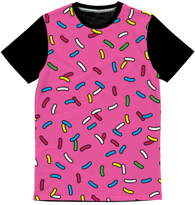 "cartoon Sprinkles Classic Sublimation Panel T- Shirt\ - Active Shirt Clipart (816x857), Png Download