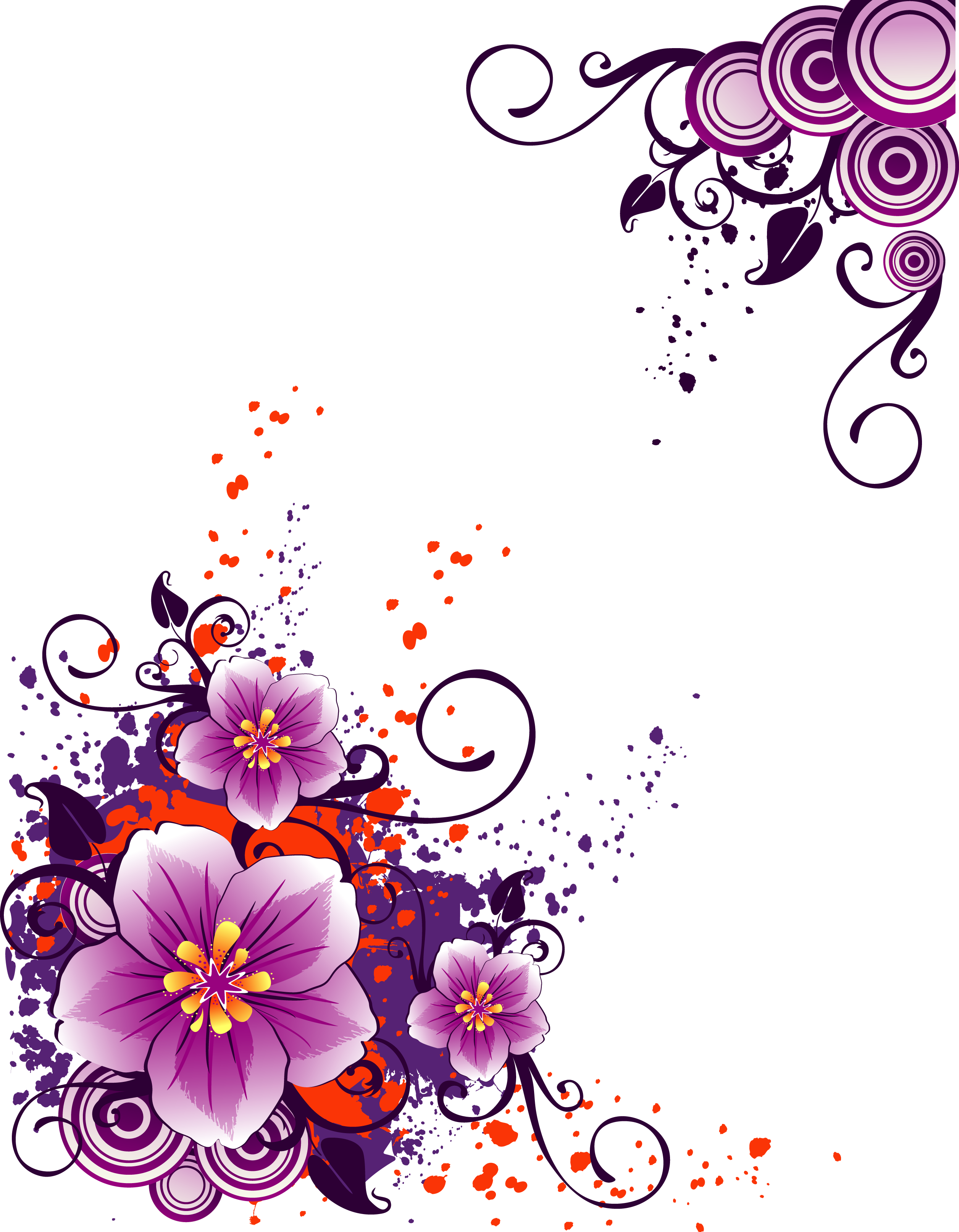 Vector Flowers Cdr Free Clipart (2512x3226), Png Download