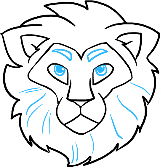 Drawing Lions Simple - Lion Face Easy Drawing Clipart (680x678), Png Download