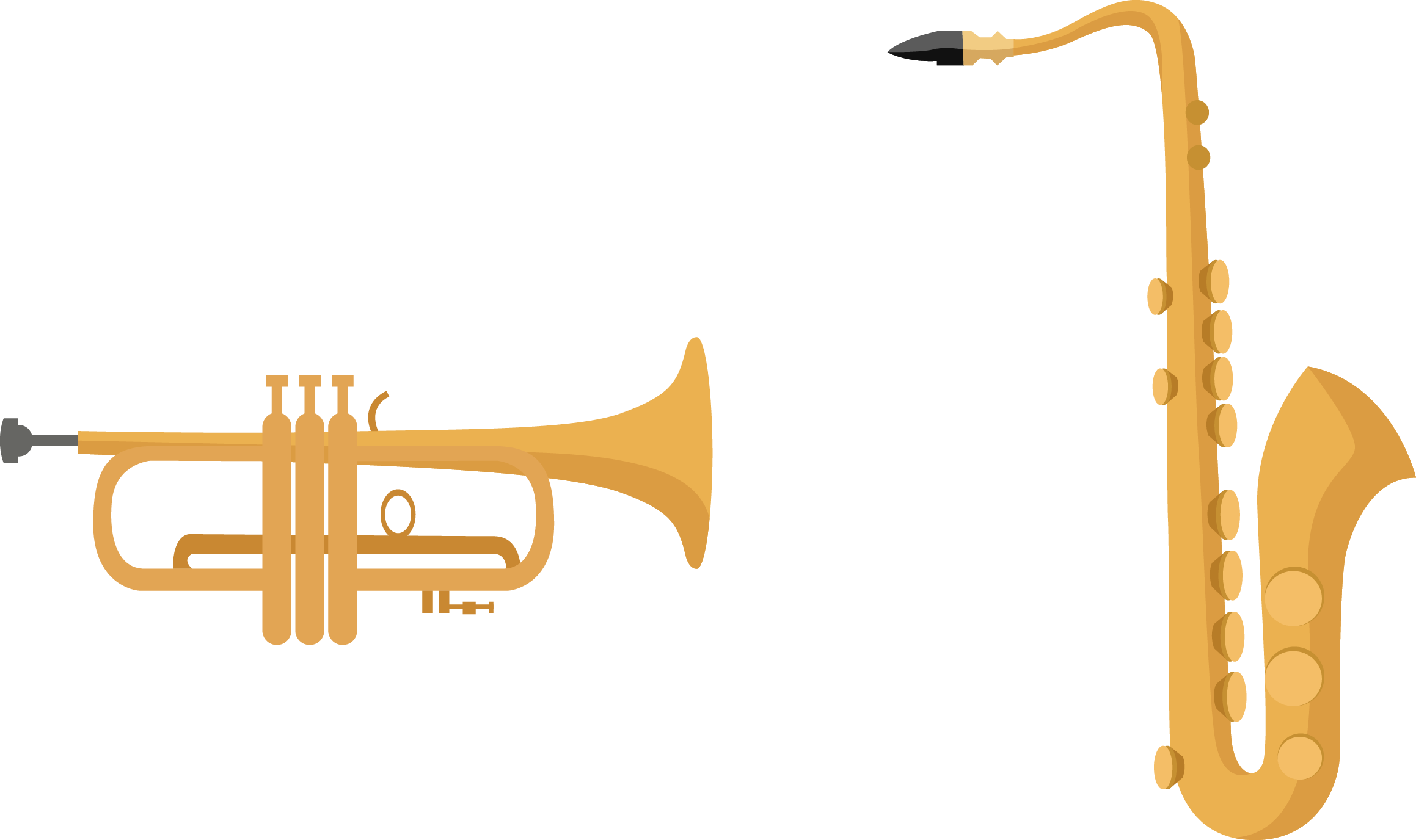 Trumpet Saxophone - Saxophone Vector Png Clipart (2318x1376), Png Download