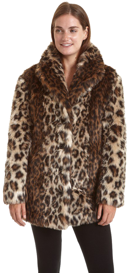 Fur Jacket Png Free Download - Leopard Print Fur Coat Clipart (650x975), Png Download