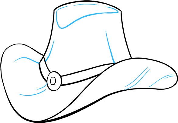 Drawing Cowboys Line - Cowboy Hat Drawing Easy Clipart (680x678), Png Download