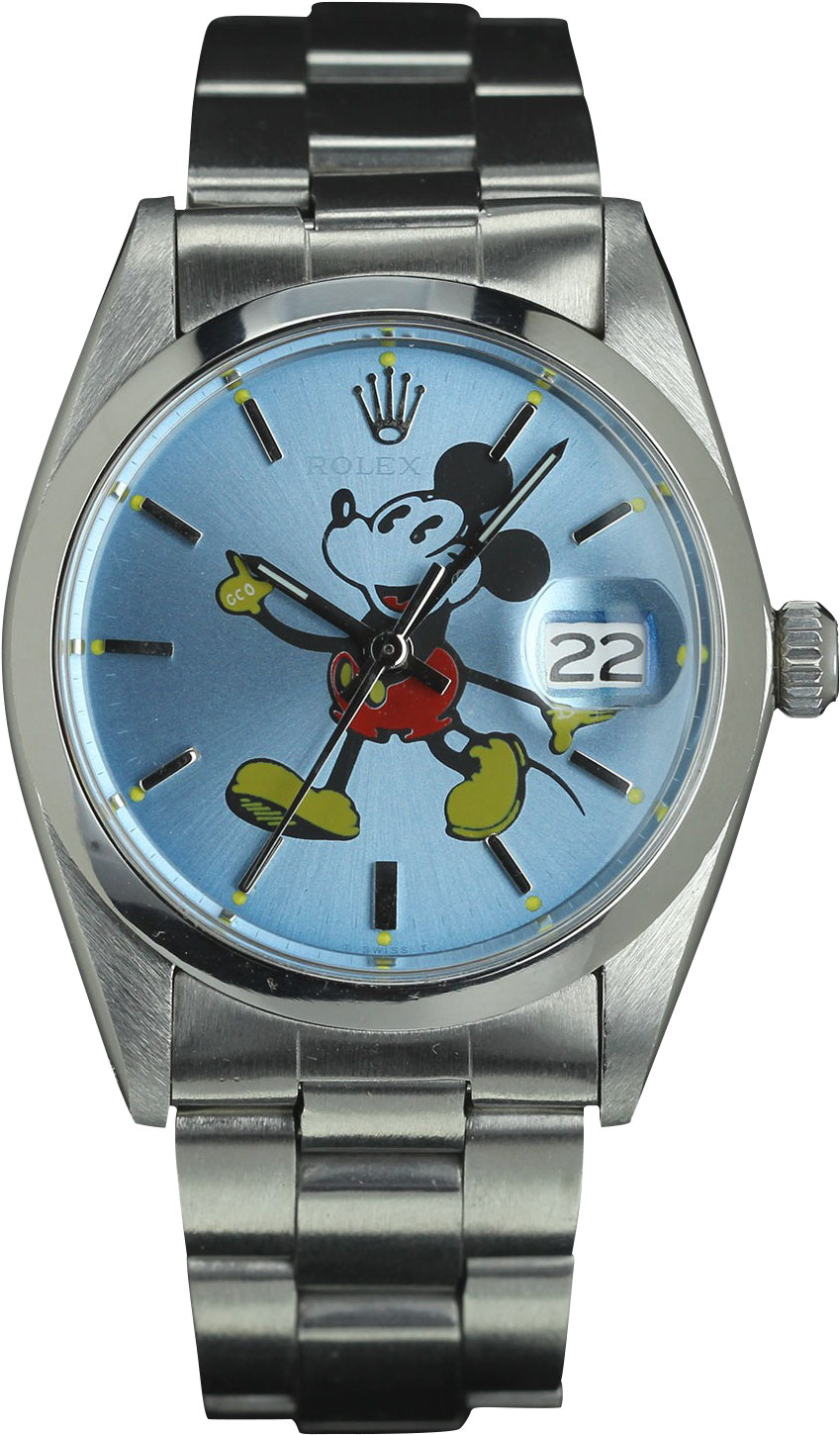 Rolex Oysterdate 6694 Mickey Blue Dial - Analog Watch Clipart (849x1450), Png Download