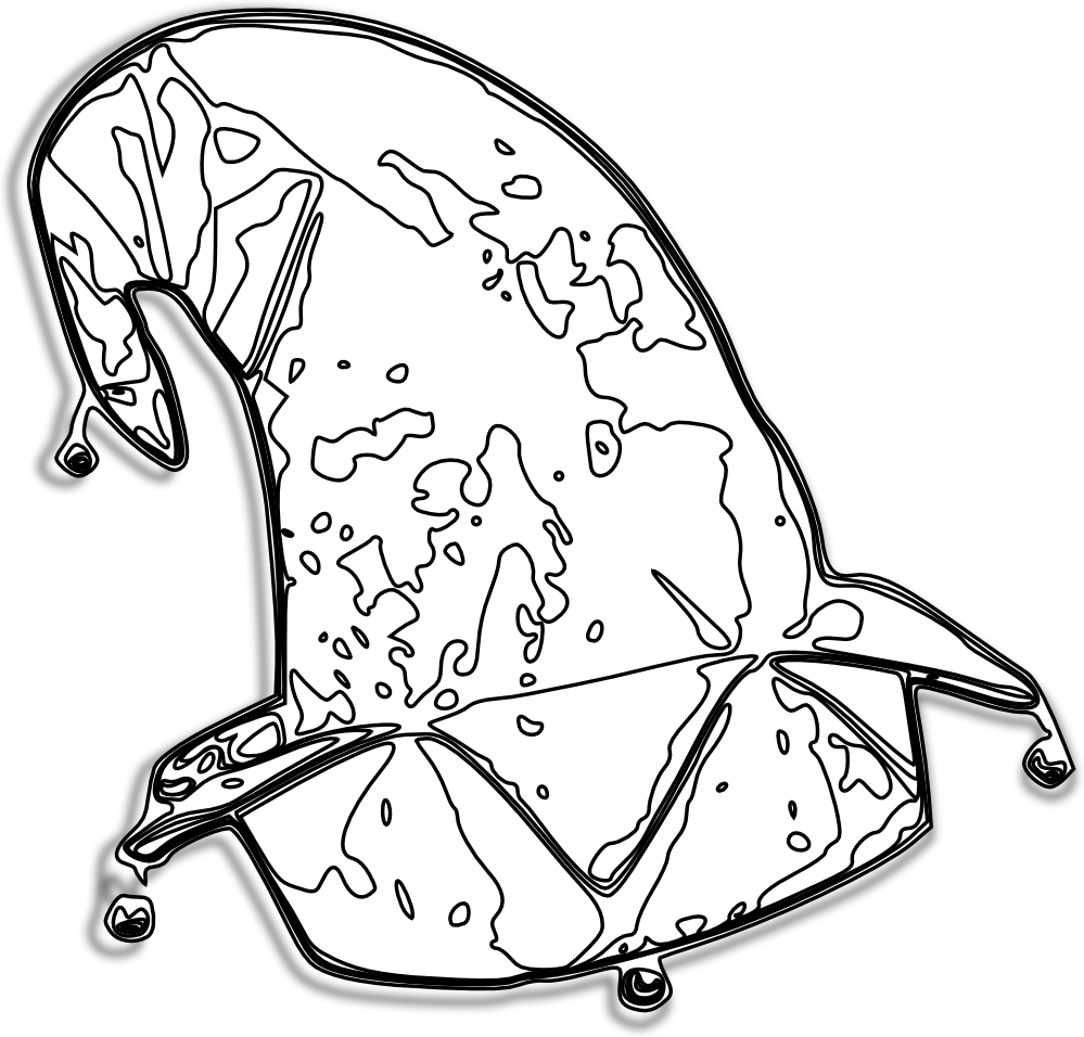 Elfhat Black White Line Art Christmas Xmas Holiday - Line Art Clipart (999x956), Png Download