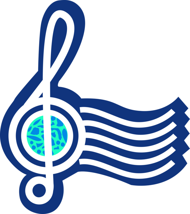 Vector Illustration Of Musical Treble Clef Indicates Clipart (623x700), Png Download