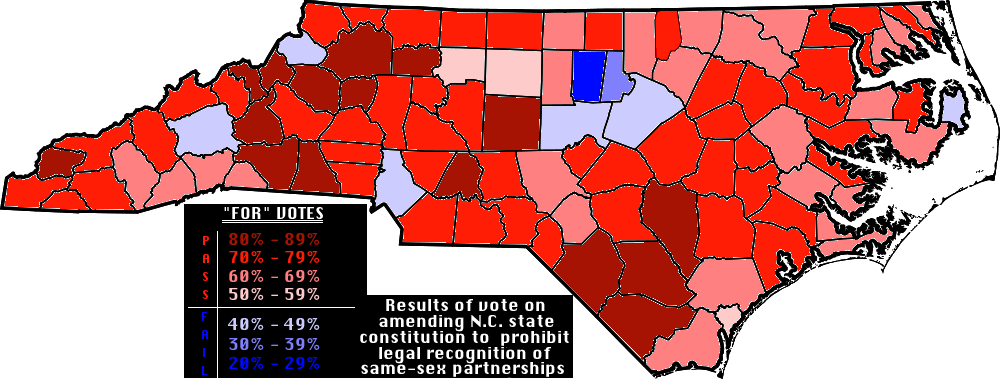 County By County Results Of Vote On North Carolina - Map Of North Carolina Clipart (1000x379), Png Download