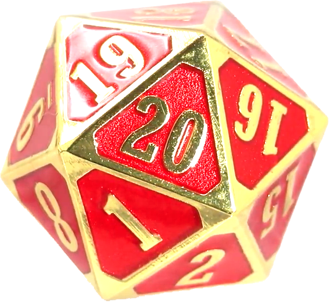 Die Hard Dice D20 Roll Down Shiny Gold Ruby - Dice Clipart (675x622), Png Download