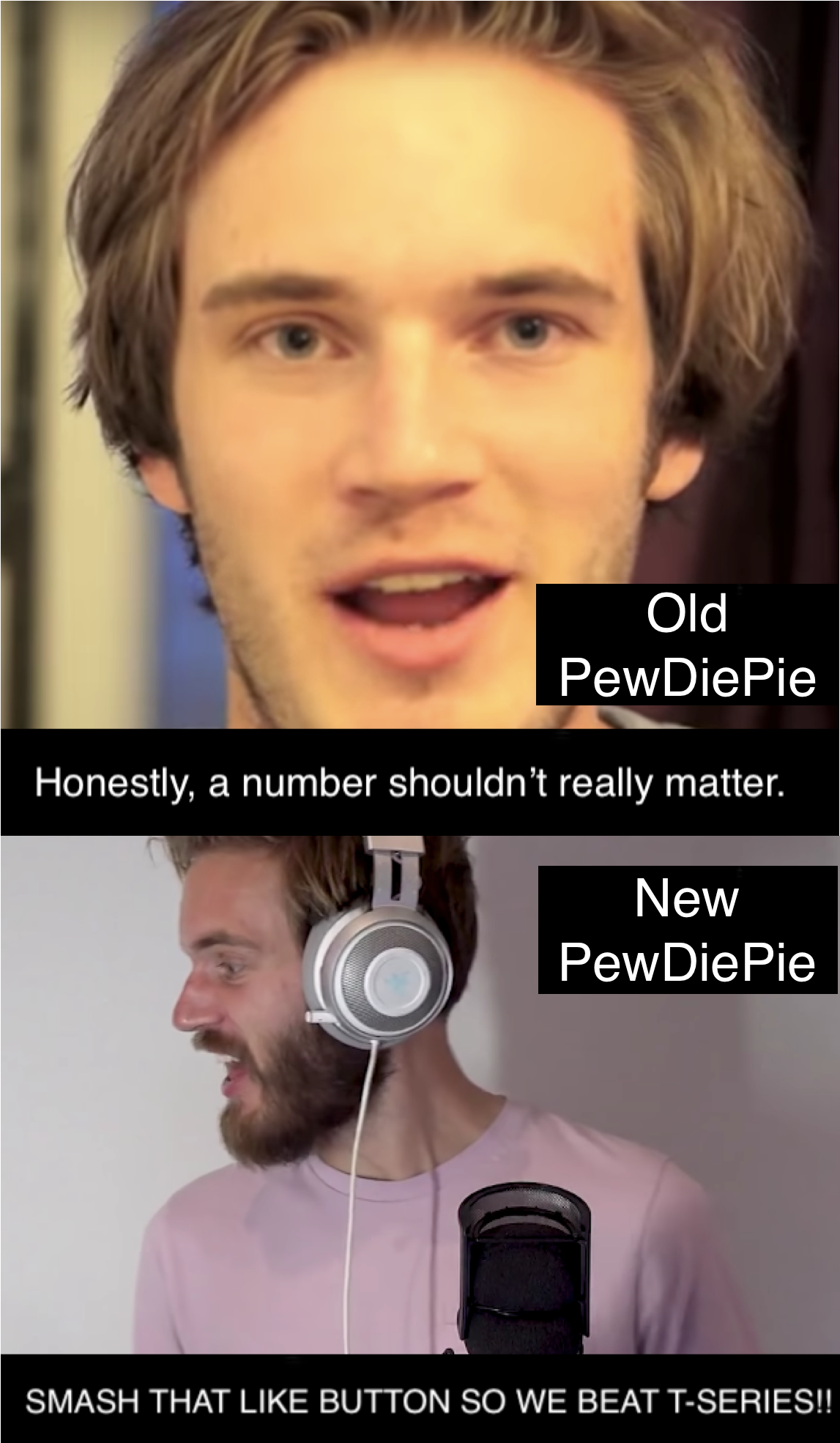Old Pewdiepie Vs - Pewdiepie Old New Clipart (1181x2362), Png Download