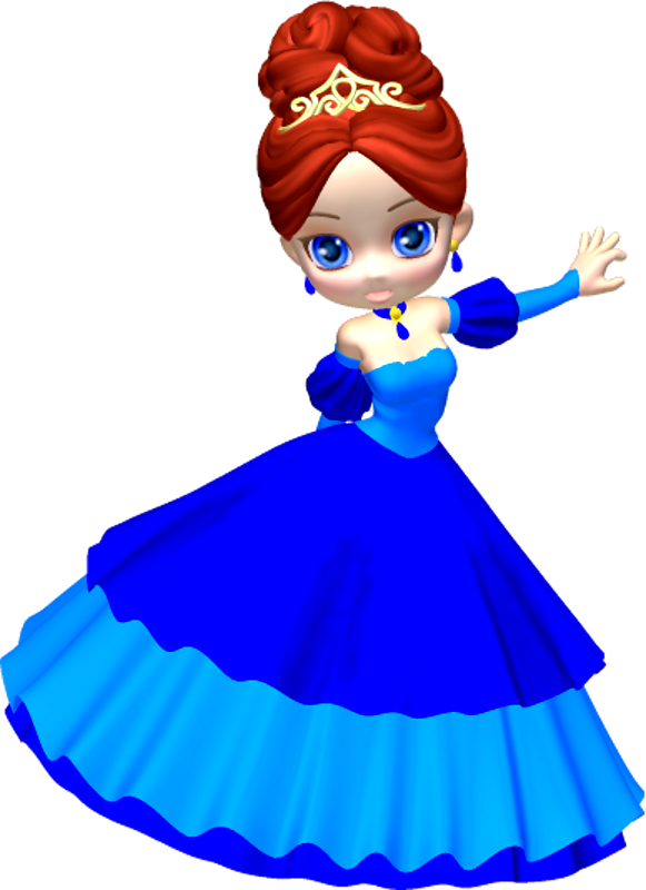 Princess In Blue Poser Png Clipart By Clipartcotttage - Princess Cartoon Blue Dress Transparent Png (581x800), Png Download