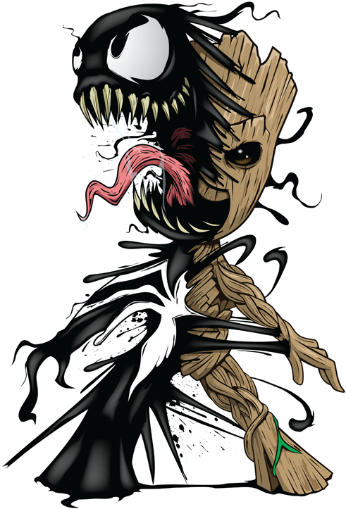 I Am Venom - Baby Groot Venom Clipart (600x758), Png Download