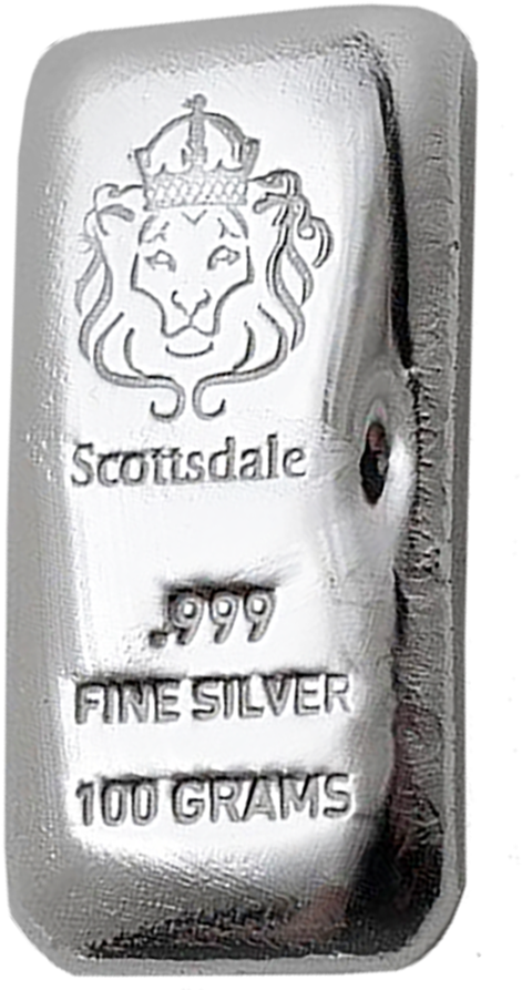 Scottsdale Mint 100g Cast Silver Bar - Milk Clipart (471x893), Png Download