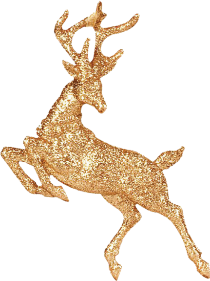 Download High Resolution Png - Christmas Deer Gold Png Clipart (866x650), Png Download