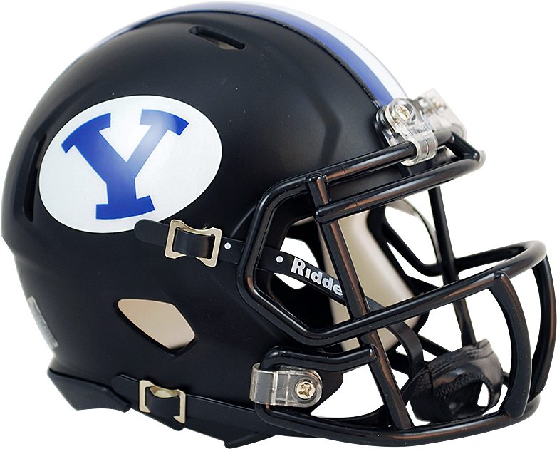 Byu Matte Black Speed Mini Helmet - Byu Football Helmet Clipart (900x812), Png Download