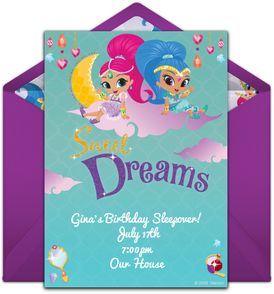 Shimmer And Shine Sleepover Online Invitation - Fictional Character Clipart (650x650), Png Download