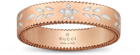 Gucci Fashion Jewelry Icon Blooms Ring - Gucci Icon Blossom Yellow Gold & White Enamel 4mm Clipart (800x800), Png Download