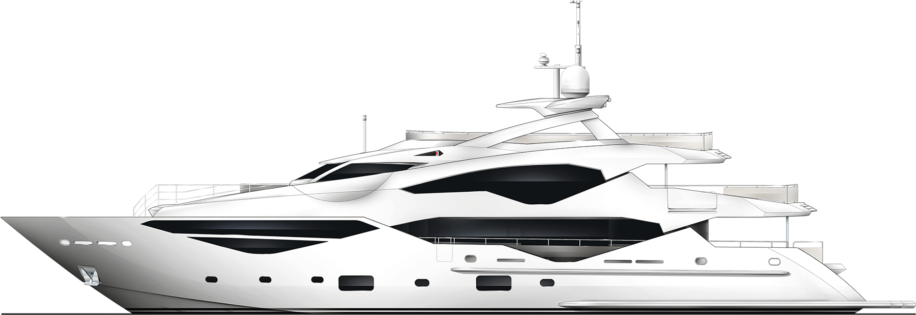 131 Yacht - Luxury Yacht Clipart (1999x645), Png Download