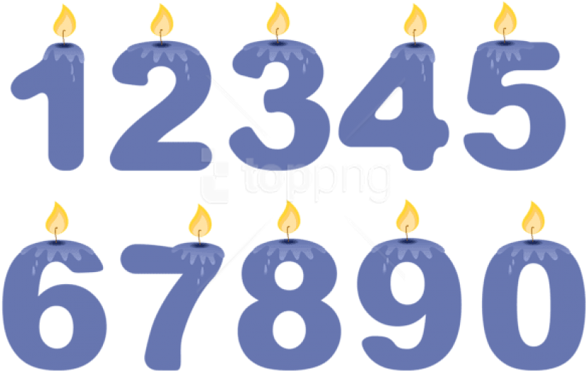 Free Png Download Transparent Numbers Birthday Candles - Birthday Candle Numbers Png Clipart (850x540), Png Download