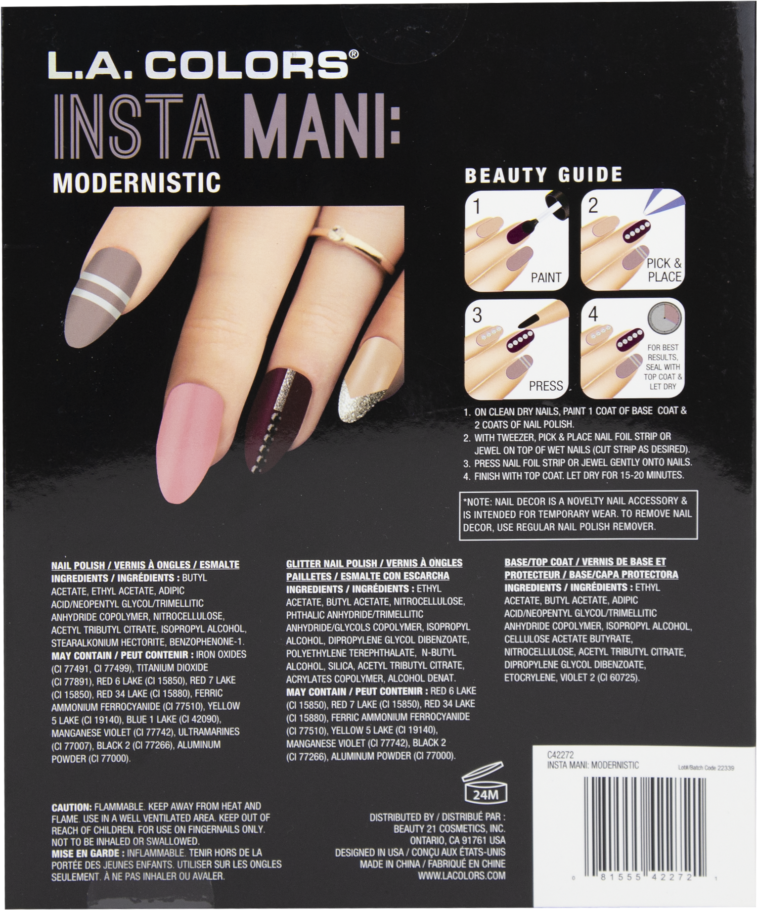 L A Colors Piece Diy Nail Polish Tweezer Nail Décor Clipart (2000x2000), Png Download