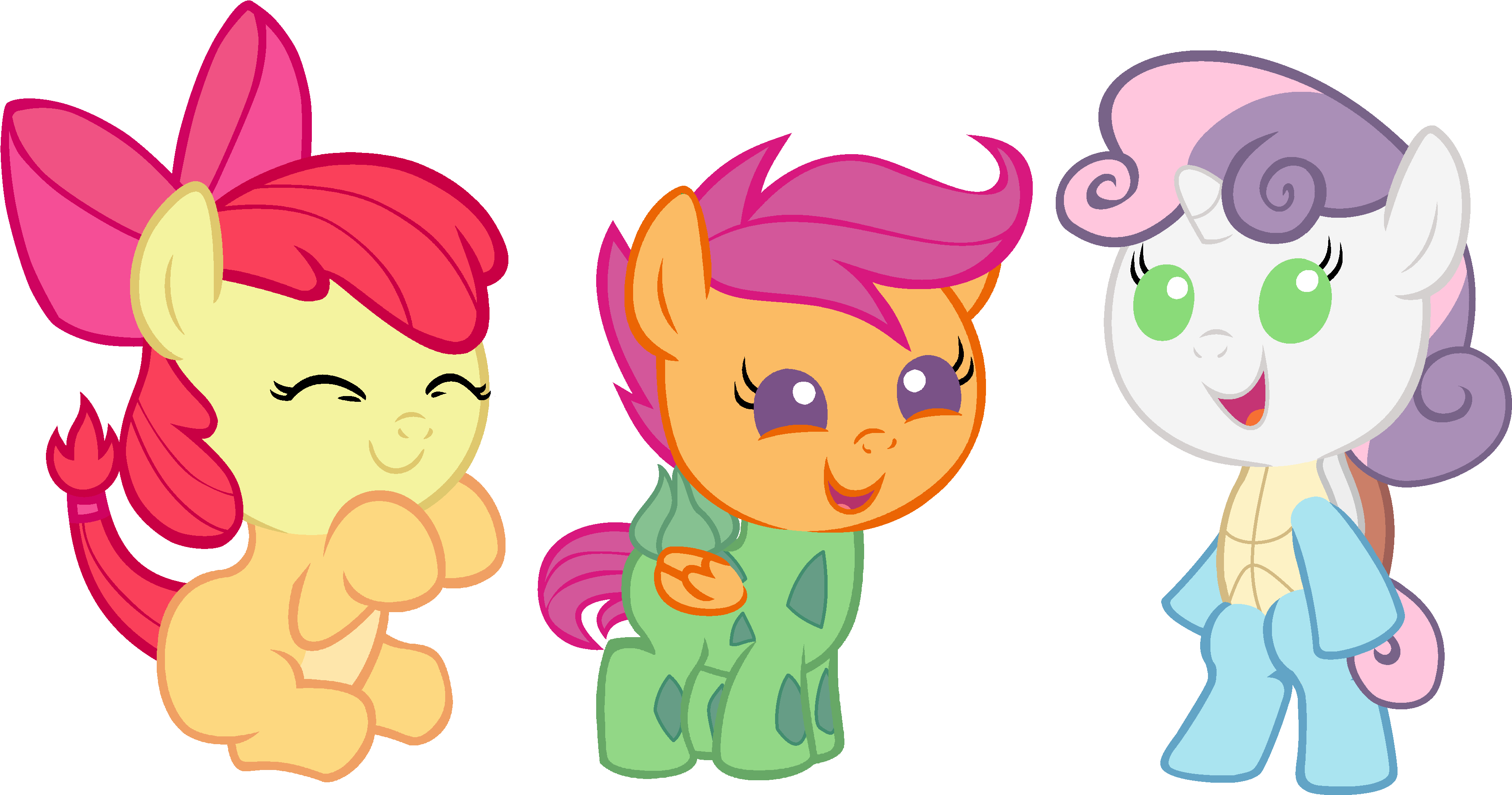 Baby Belle, Baby Pony, Baby Scootaloo, Bulbasaur, Charmander, - My Little Pony Baby Apple Bloom Clipart (3685x1939), Png Download