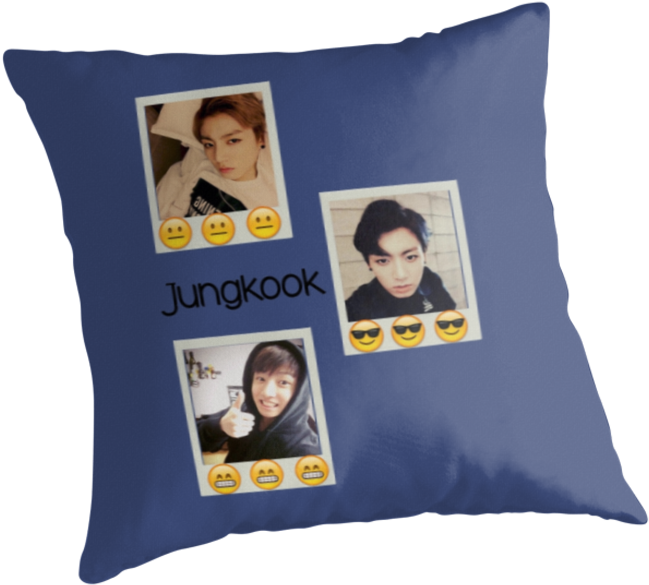 Jungkook Emoji Polaroids - Throw Pillow Clipart (875x875), Png Download