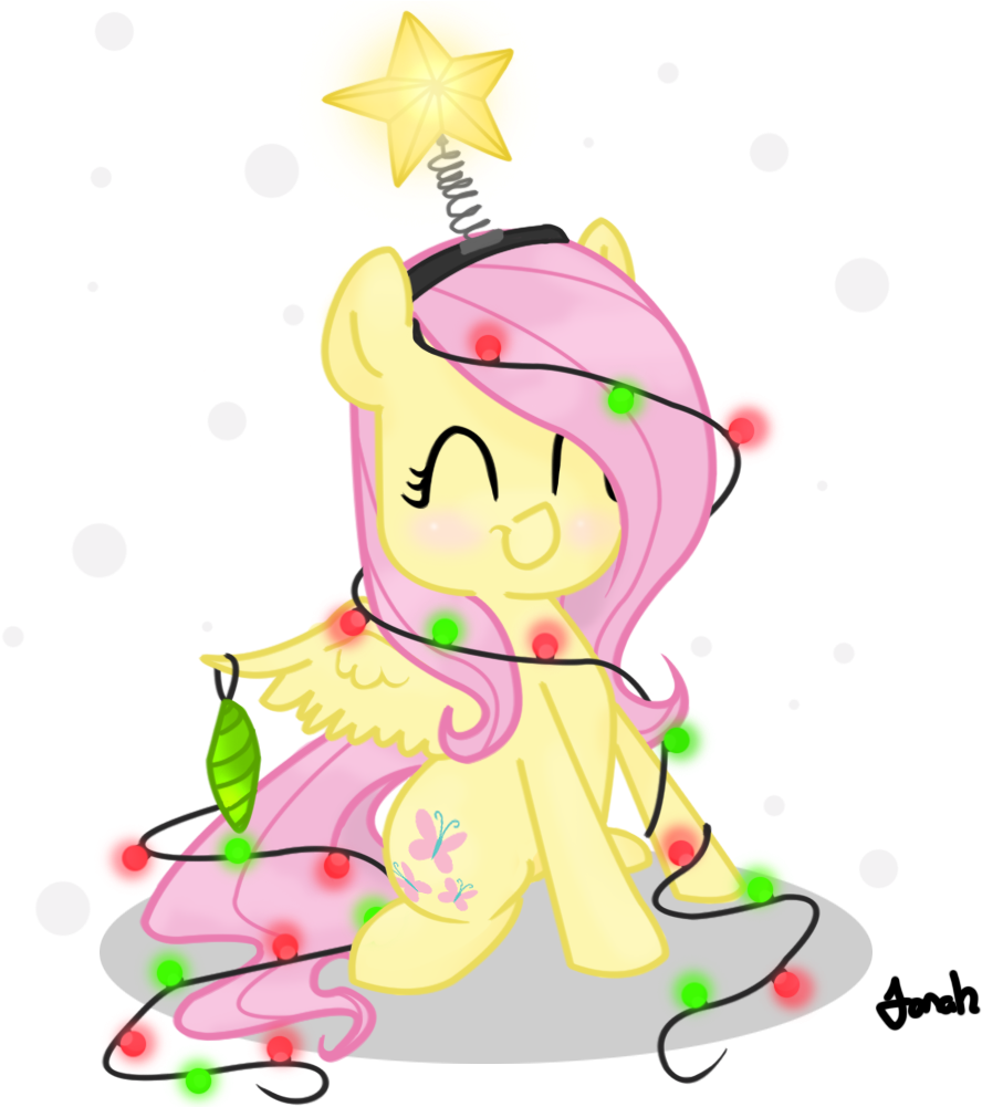 Jonah-yeoj, Christmas Lights, Christmas Tree, Fluttershy, - Clipart Christmas My Little Pony - Png Download (888x1001), Png Download