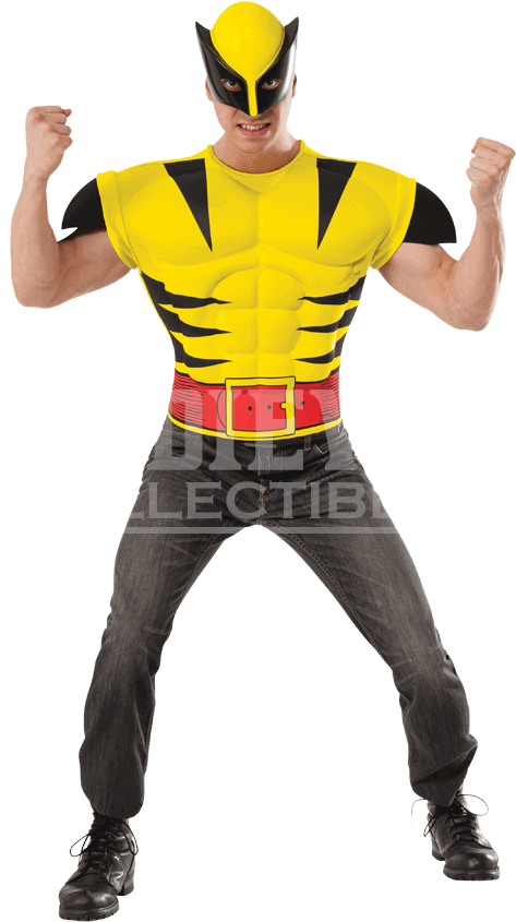 Adult Deluxe Wolverine Costume Top And Mask Set - Costume Clipart (850x850), Png Download