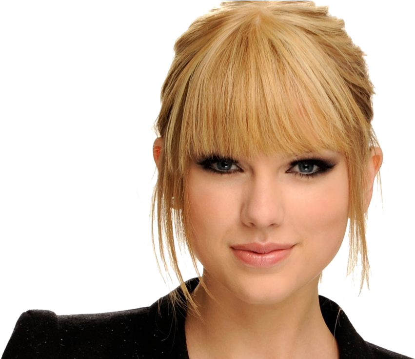 Taylor Swift With Straight Hair , Png Download - Blunt Bangs With Long Sides Clipart (851x735), Png Download