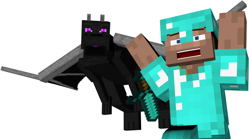 Steve Is Getting Chased By A Enderdragon - Minecraft Clipart (1191x670), Png Download