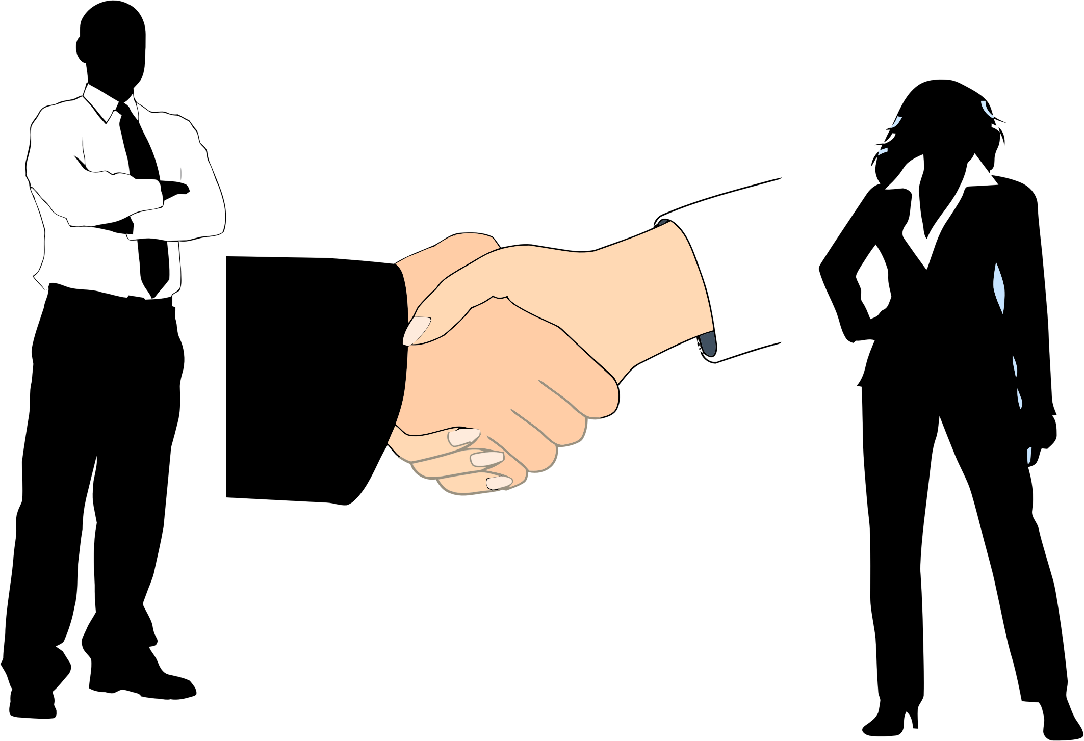 Business Clipart Handshake - Man Woman Handshake Clipart - Png Download (2126x1454), Png Download