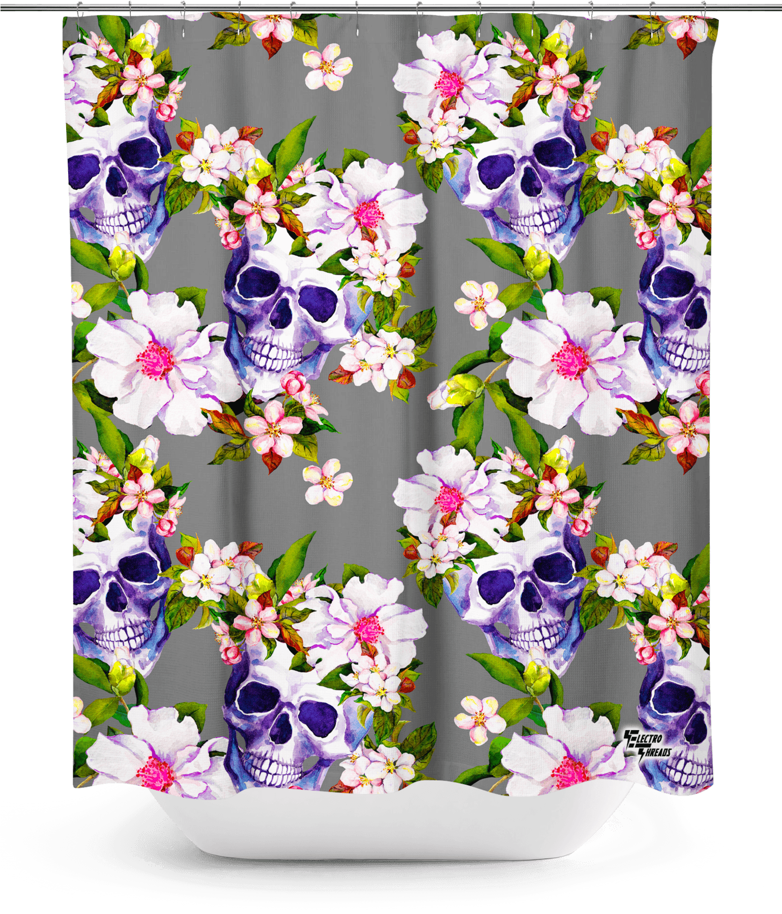 Blooming Skulls Shower Curtain - Viola Clipart (1537x1795), Png Download