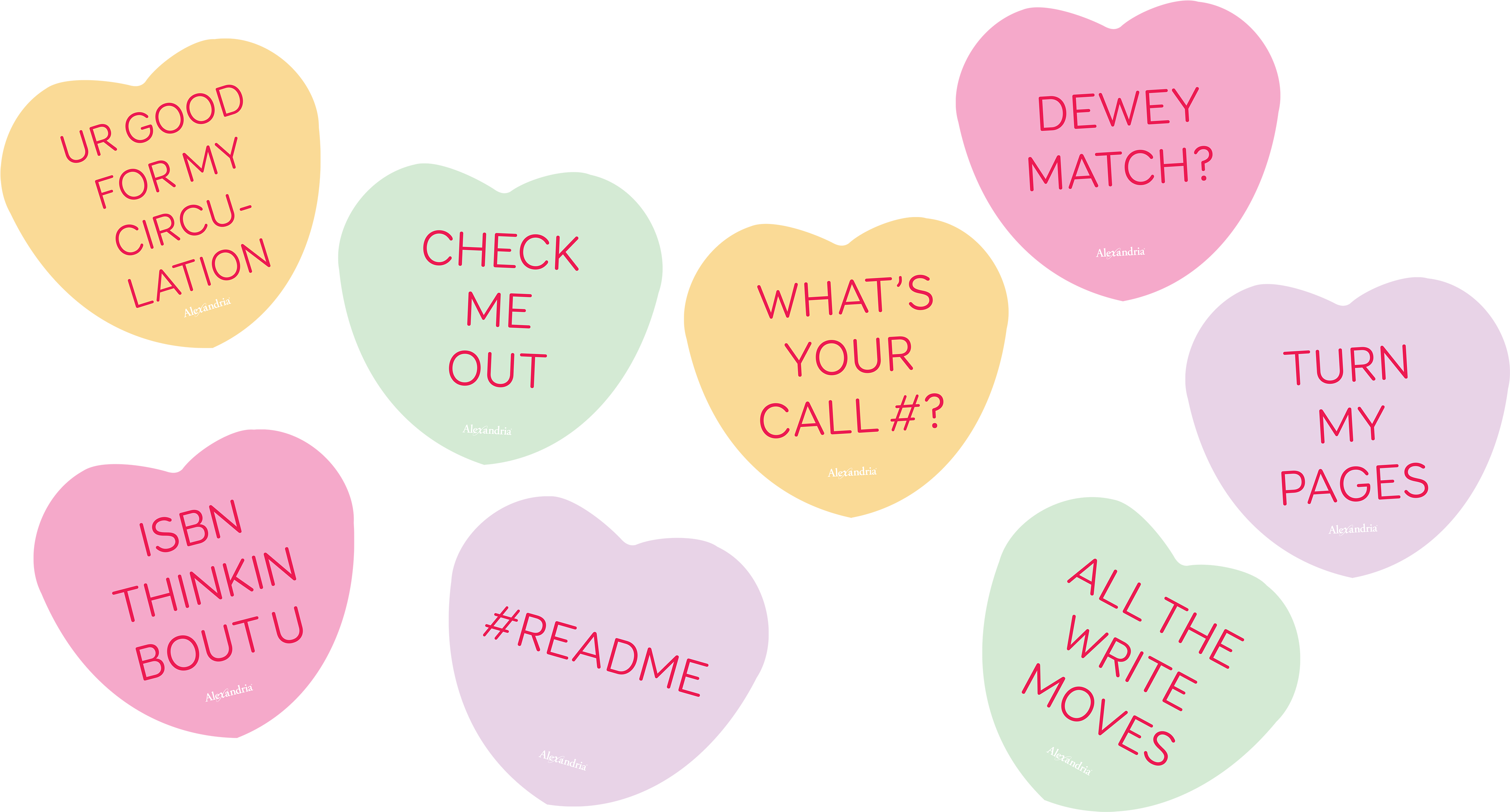 Free Library Posters For For Valentines Day - Library Valentines Day Hearts Clipart (3950x2125), Png Download