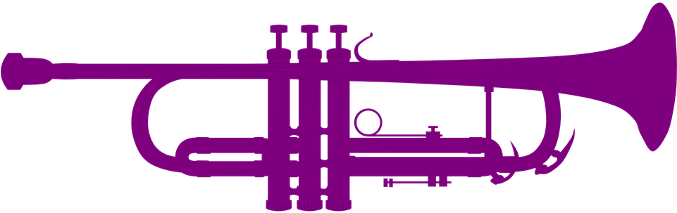 Trumpet, Instrument, Music, Purple, Jazz, Sound, Brass - Trumpet Silhouette Clipart (960x480), Png Download