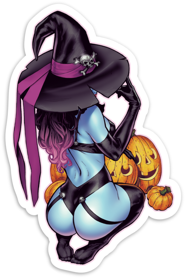 Blue Witch - Sticker 4 - 7'' - Witchcraft , Png - Witch Stickers Clipart (617x925), Png Download