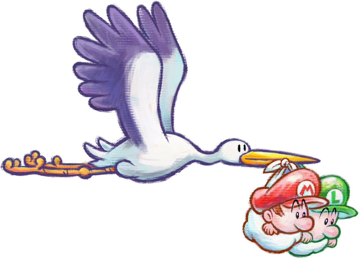 Super Mario Wiki Β - Stork And Baby Mario Clipart (1200x863), Png Download