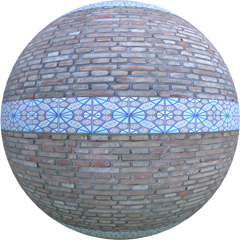Seamless Brick Wall With Blue Ceramic - Cobblestone Clipart (970x970), Png Download