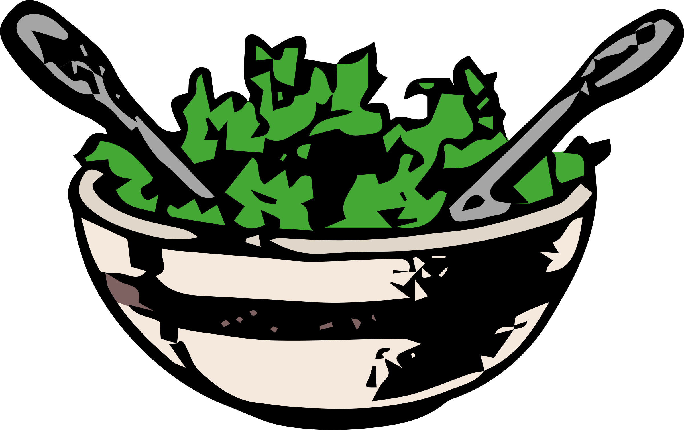 This Free Icons Png Design Of Salad Colour - Salad Clipart Black And White Transparent Png (2400x1509), Png Download