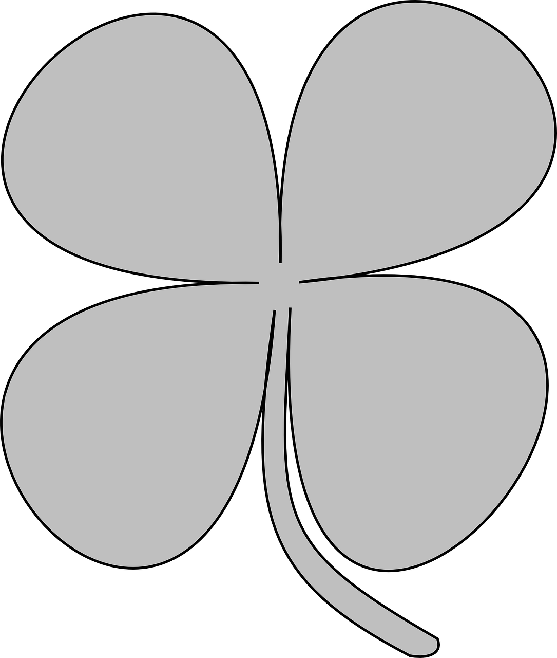 Shamrock Clover Four-leaf Clover Png Image - Klavertje 4 Zwart Wit Clipart (1085x1280), Png Download