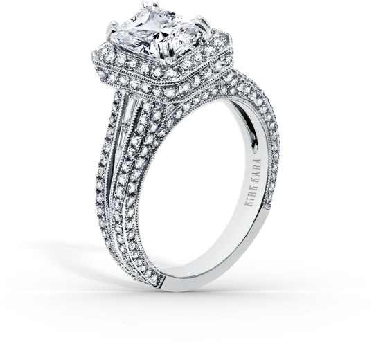 Carmella 18k White Gold Engagement Ring - Kirk Kara Engagement Rings Clipart (600x600), Png Download