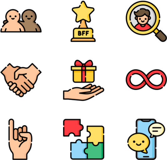 Friendship - Hand Drawn Color Icons Clipart (600x564), Png Download