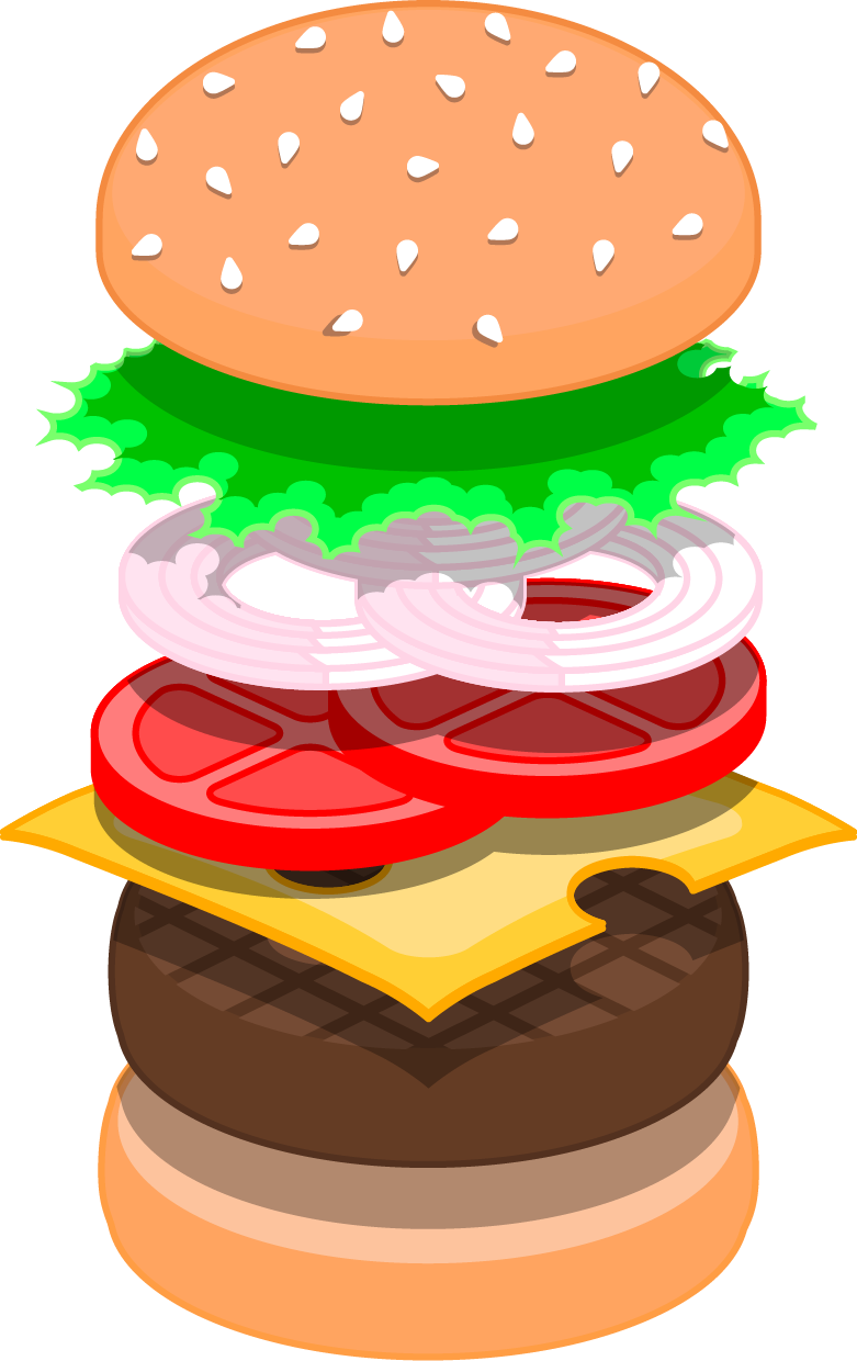 Hamburger Steak Tartare Fast Food Chicken Sandwich - Burger Ingredients Png Vectoriel Clipart (781x1240), Png Download