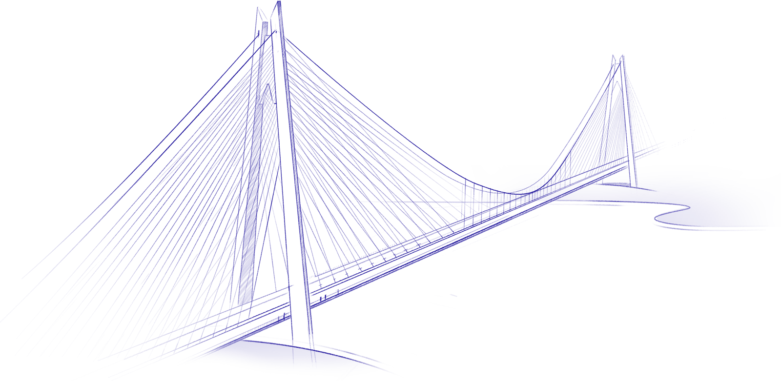 Self-anchored Suspension Bridge Clipart (1600x785), Png Download
