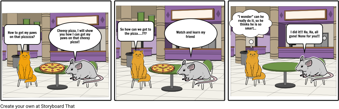 The Cat And Rat - Cartoon Clipart (1164x385), Png Download