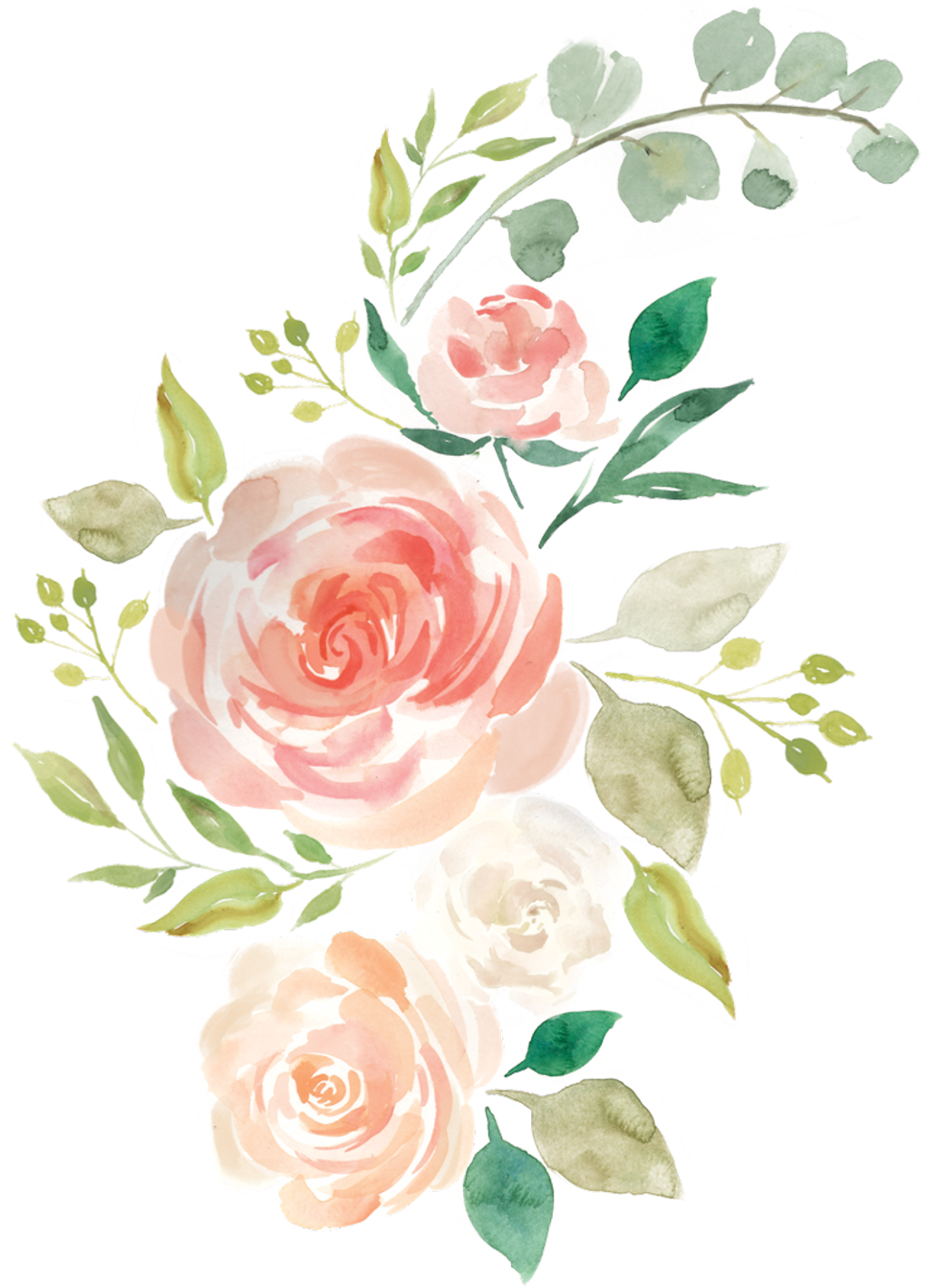 Flores Tumblr Clipart With A Transparent Background - Watercolor Painted Roses Png (1024x1421), Png Download