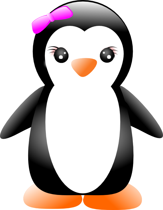 Some Vector Penguins Random - Cute Girl Penguin Cartoon Clipart (572x739), Png Download
