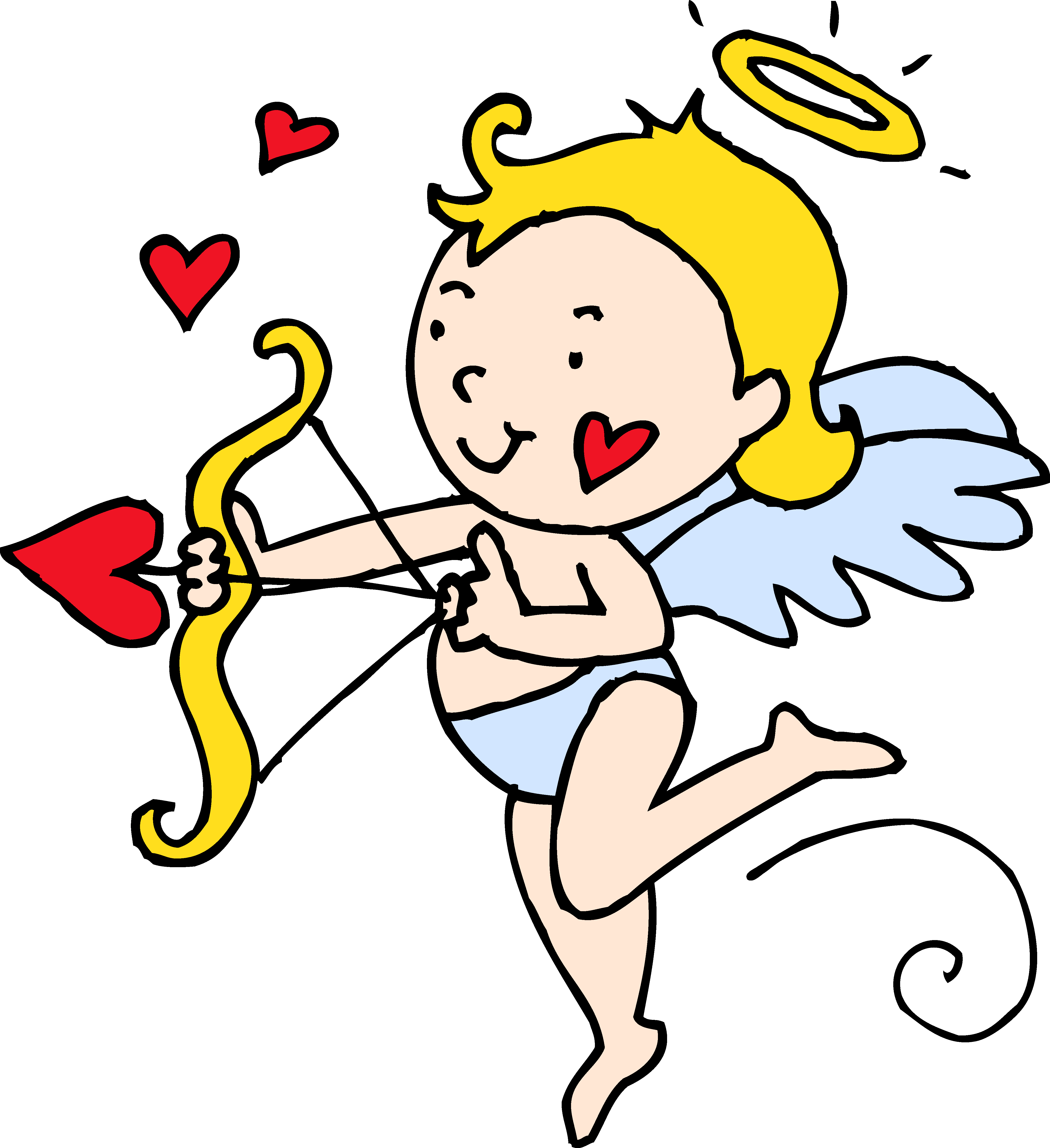 Cute Valentines Cupid Clipart Free Clip Art - Valentine Cupid Clipart Black And White - Png Download (4582x5008), Png Download