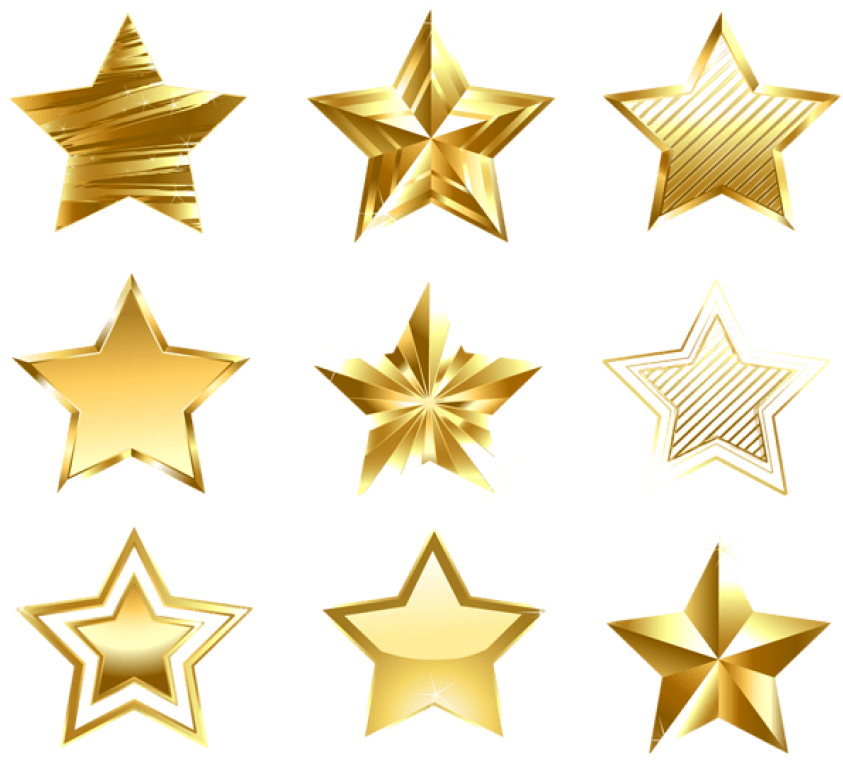 Free Png Download Transparent Golden Stars Set Clipart - Gold Stars Transparent Free (850x774), Png Download